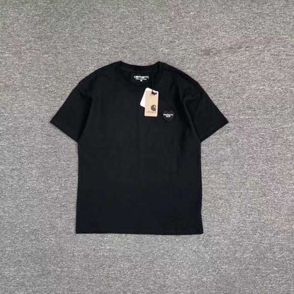 CARHARTT Heart Embroidered T-Shirt - Black Short Sleeve